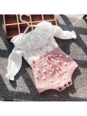Striped Knit Baby Girl Romper