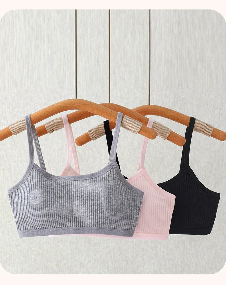 1PC Cotton Teenagers Girls Training Bras Solid Developmental Girls Sports Bras Soft Brassiere Kids Tank Tops Children Underwears