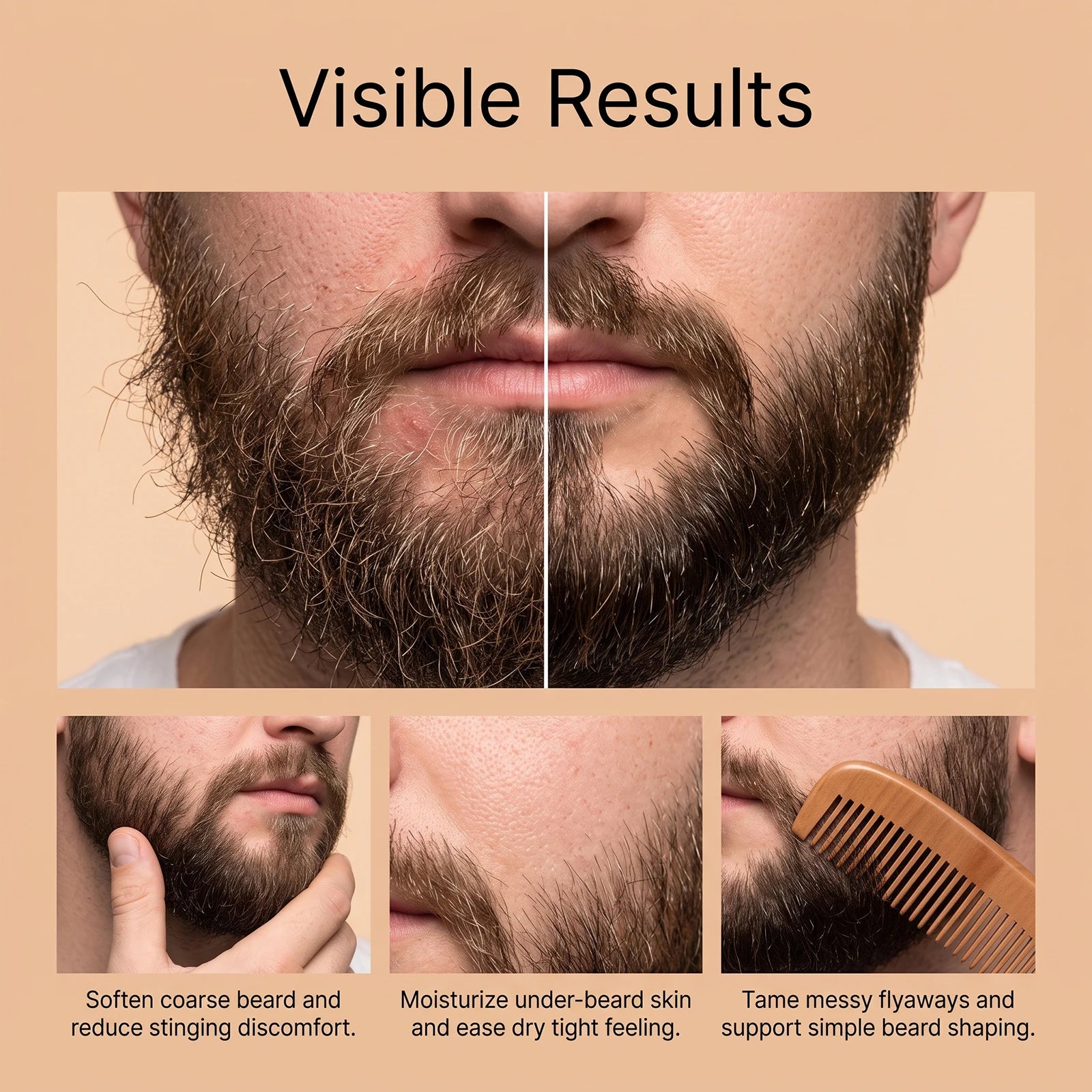Beard care cream is gentle, smooth, refreshing, fragrant, caring for rough and hard whiskers, soft and sticky, easy to spread cr