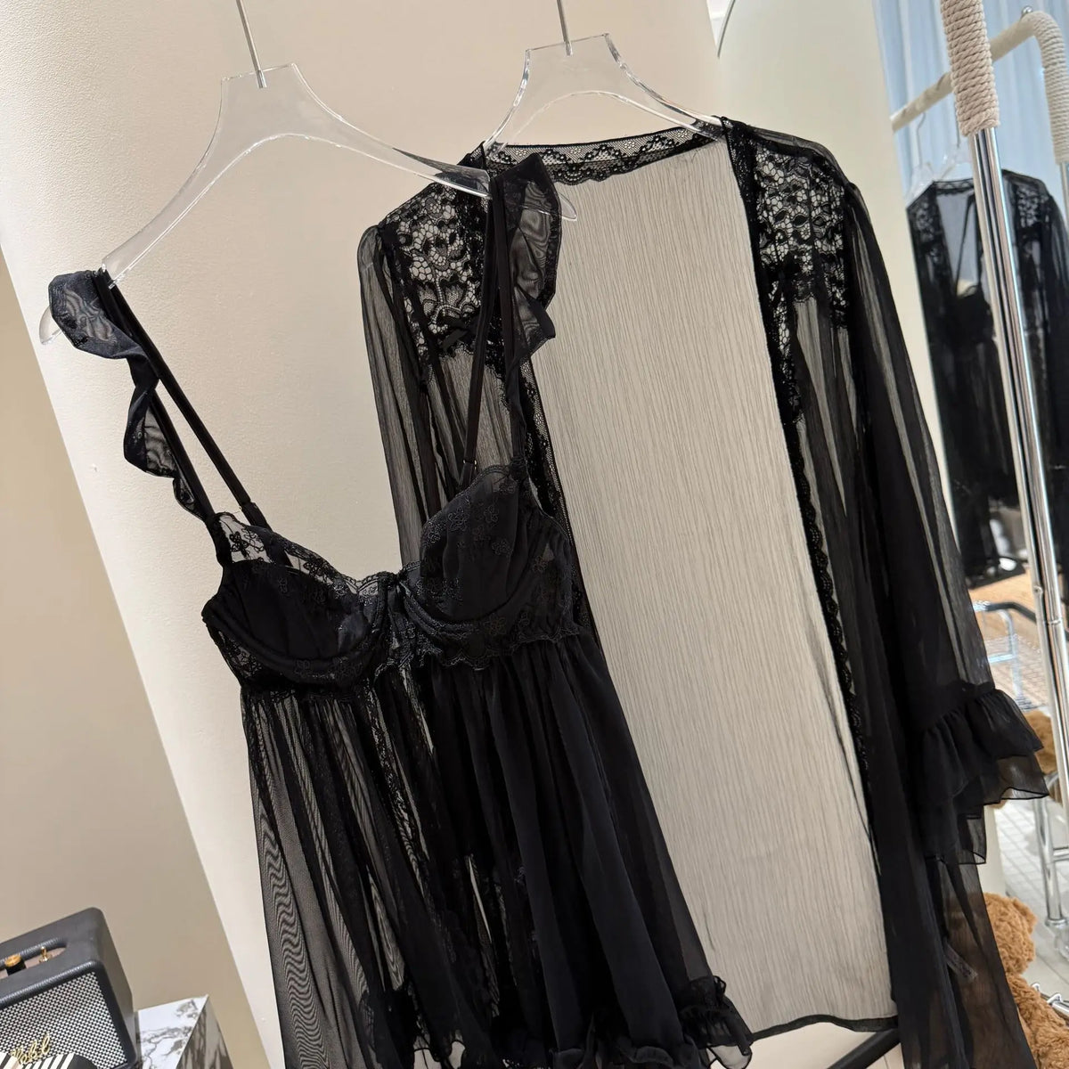 Elegant Lace Nighty Robe Set