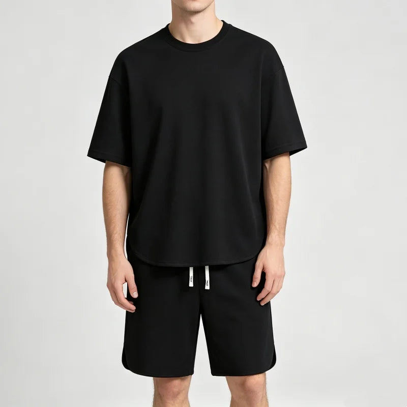 NEW Summer Men Suit Round Neck Short Sleeve T-shirt+shorts Two Piece Set Loose Outdoor sport Casual Suit men T-shirt Tracksuit