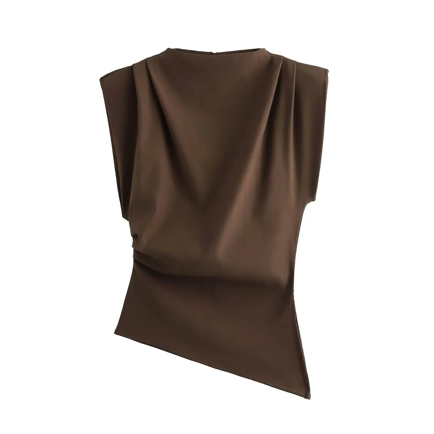 HH Woman's Summer Casual Asymmetrical Tops 3 Color Solid O-Neck Sleeveless Back Zipper Women New Fashion Slim Tops Mujer