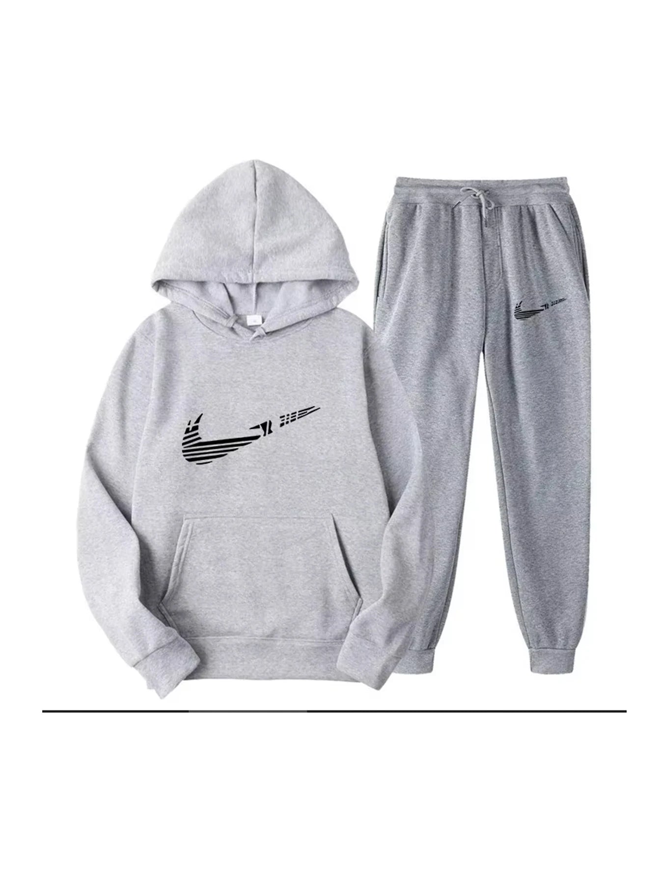 Men Tracksuit 2 Pieces Sets Hooded Sweatshirt +Drawstring Pants Male Hoodies Running Sportswear Men Women Autumn Sportwear