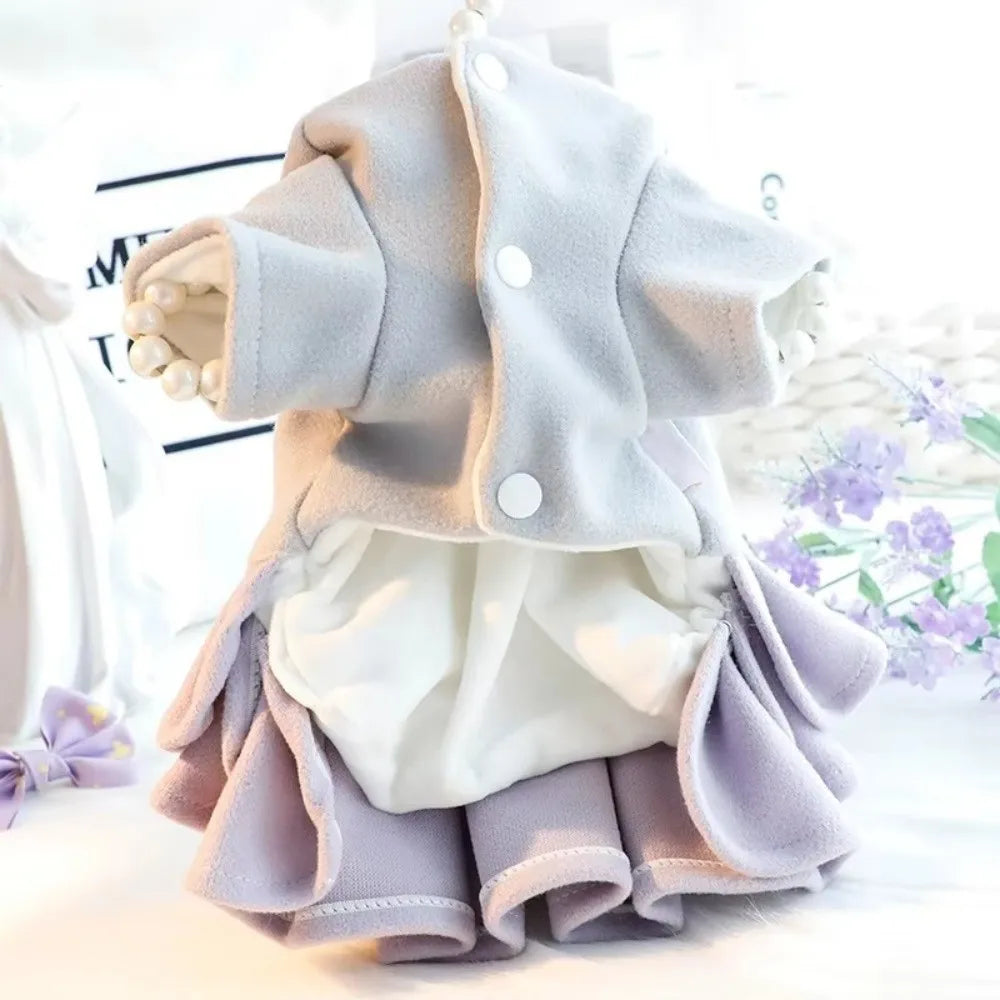 Fashion Autumn Winter Outfit Pet Dog Clothes Woolen Tutu Skirt Pet Coat Dog Dresses Teddy Bear Cat Princess Skirt for Small Dogs