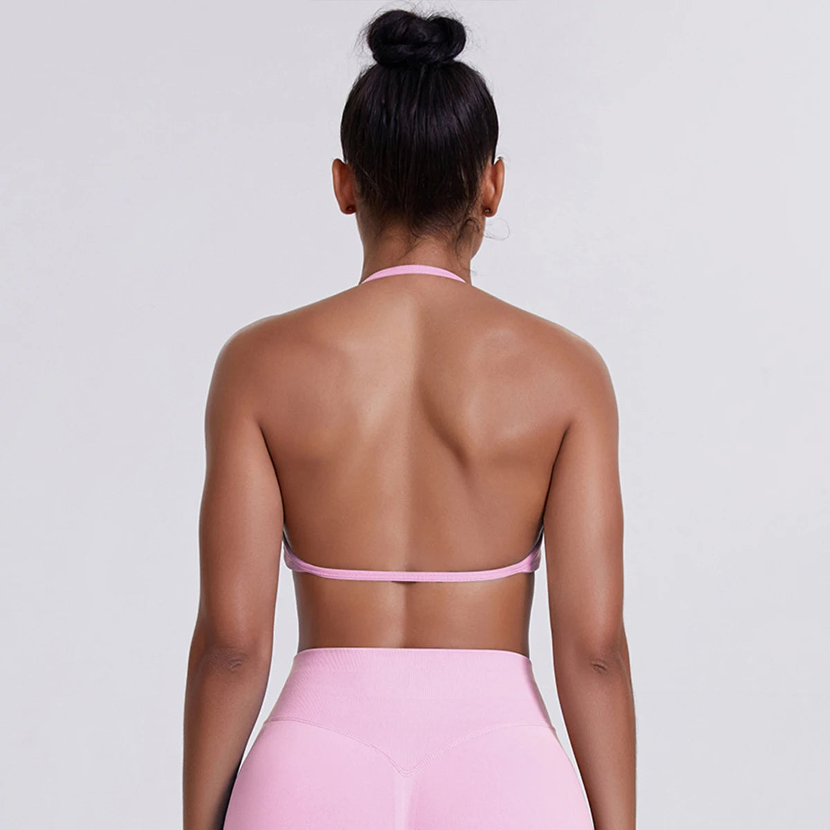 Sport Bra Strappy Bra Top Women High Support Thin Strap Halter Sport Seamless Bras Scrunch Workout Yoga Tank