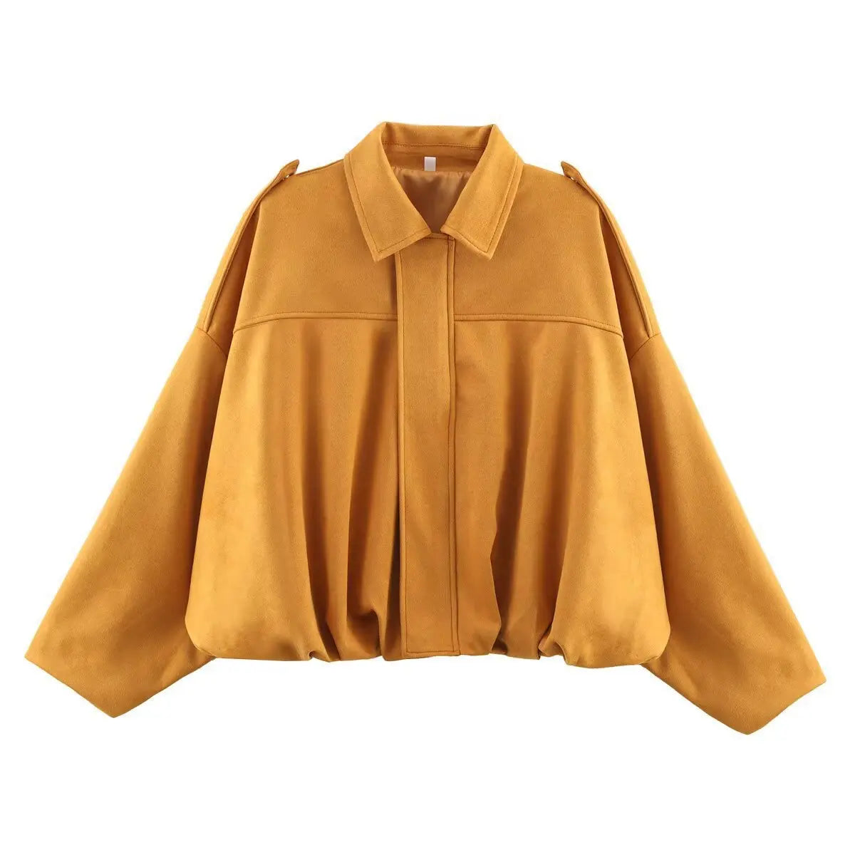 Women Bomber Jackets Suede Texture Coats Fashion Turn-down Collar Long Sleeve Loose Vintage Female Outerwear Chic Top Streetwear