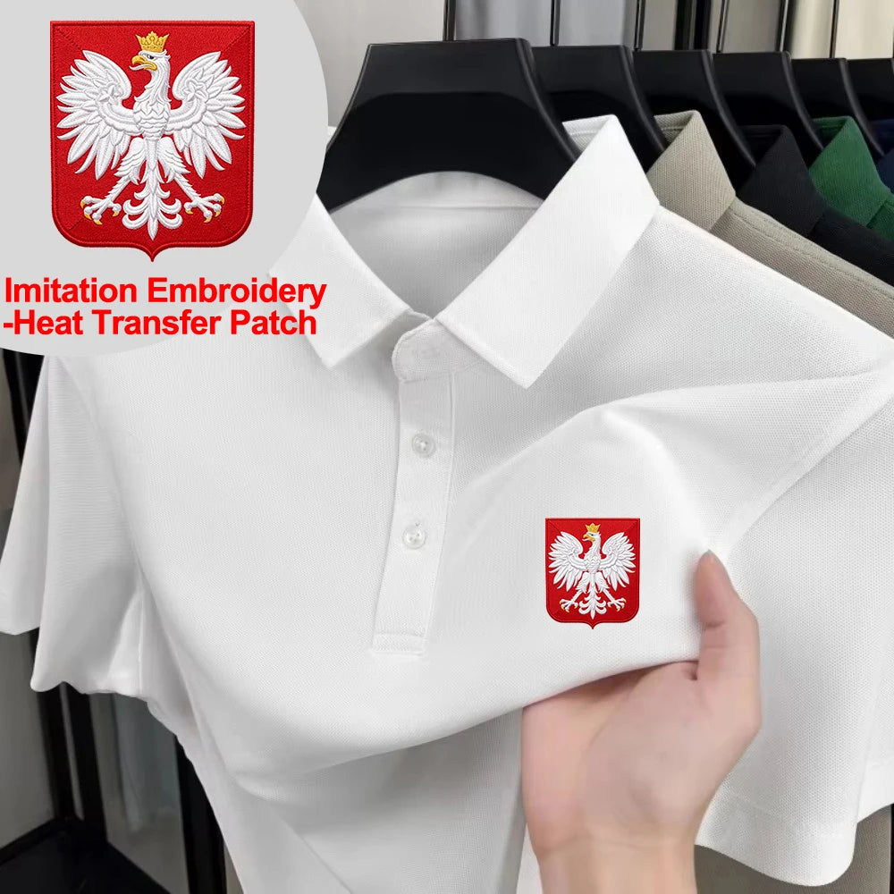 Poland Coat Of Arms Print Polo Shirt Mens Casual Breathable Lapel Tops Basic Short Sleeve T-Shirts Summer Commuting Male Clothes