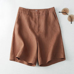 Women's Shorts Linen Half Knee Length Mid Wide Female Short Pants Bermuda Offer Aesthetic Hot Streetwear Korean Style For Summer