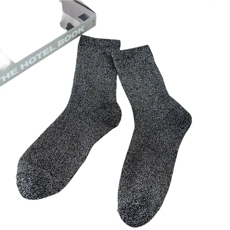 Metallic Knit Mid Calf Socks
