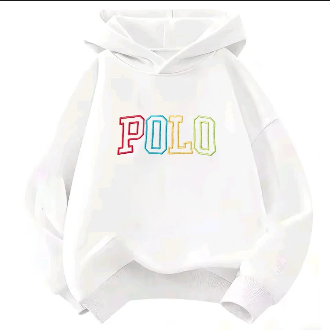 Children Hooded Kids Hoodie Colorful Gradient POLO Letter Print Long Sleeve Pullover Sweatshirt Boy Girl Casual Autumn Outerwear