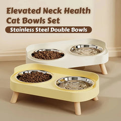HOMEFISH Dopamine Multicoloured Tall Pet Feeder with Two Stainless Steel Bowls and Neck Support