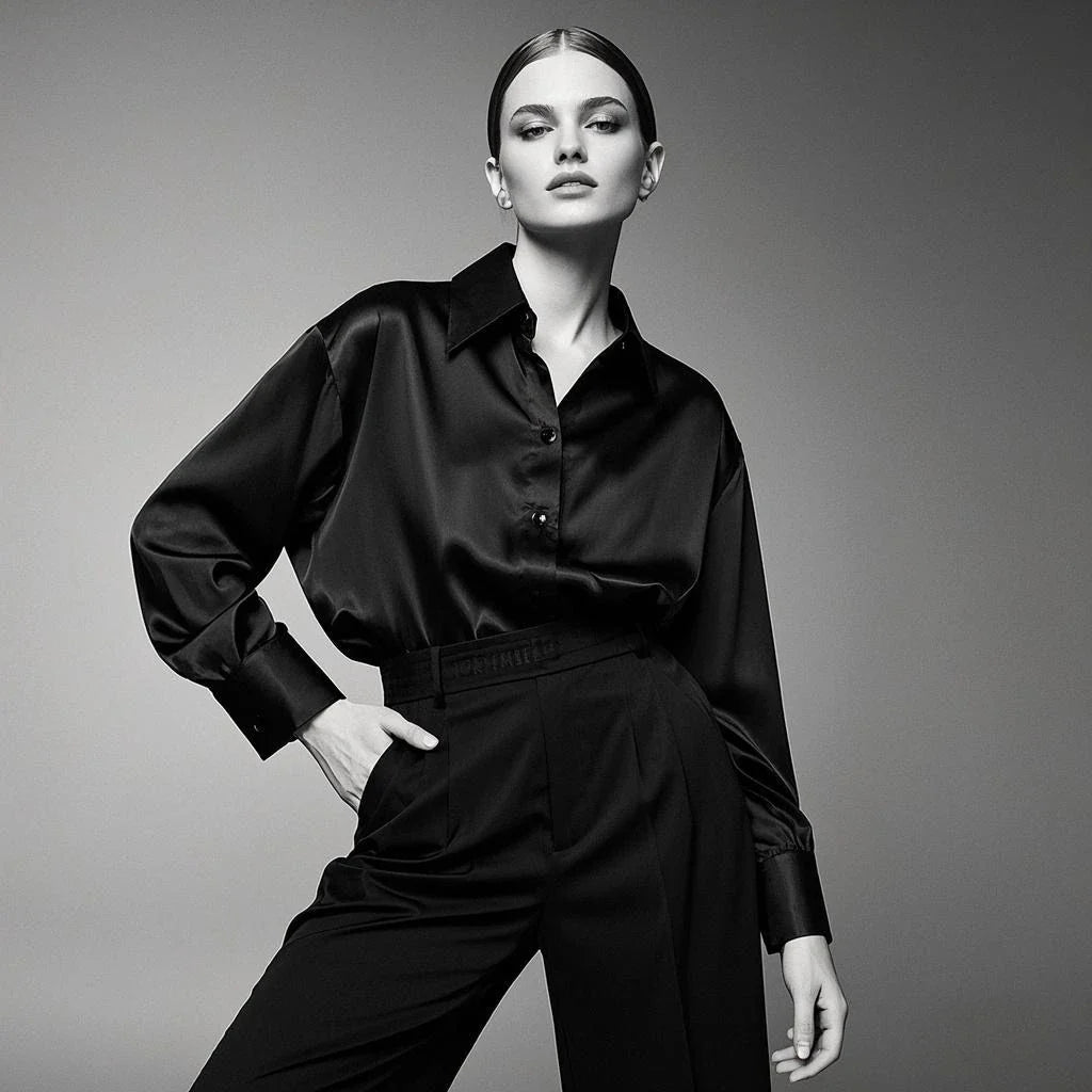 Elegant Korean Satin Office Shirt