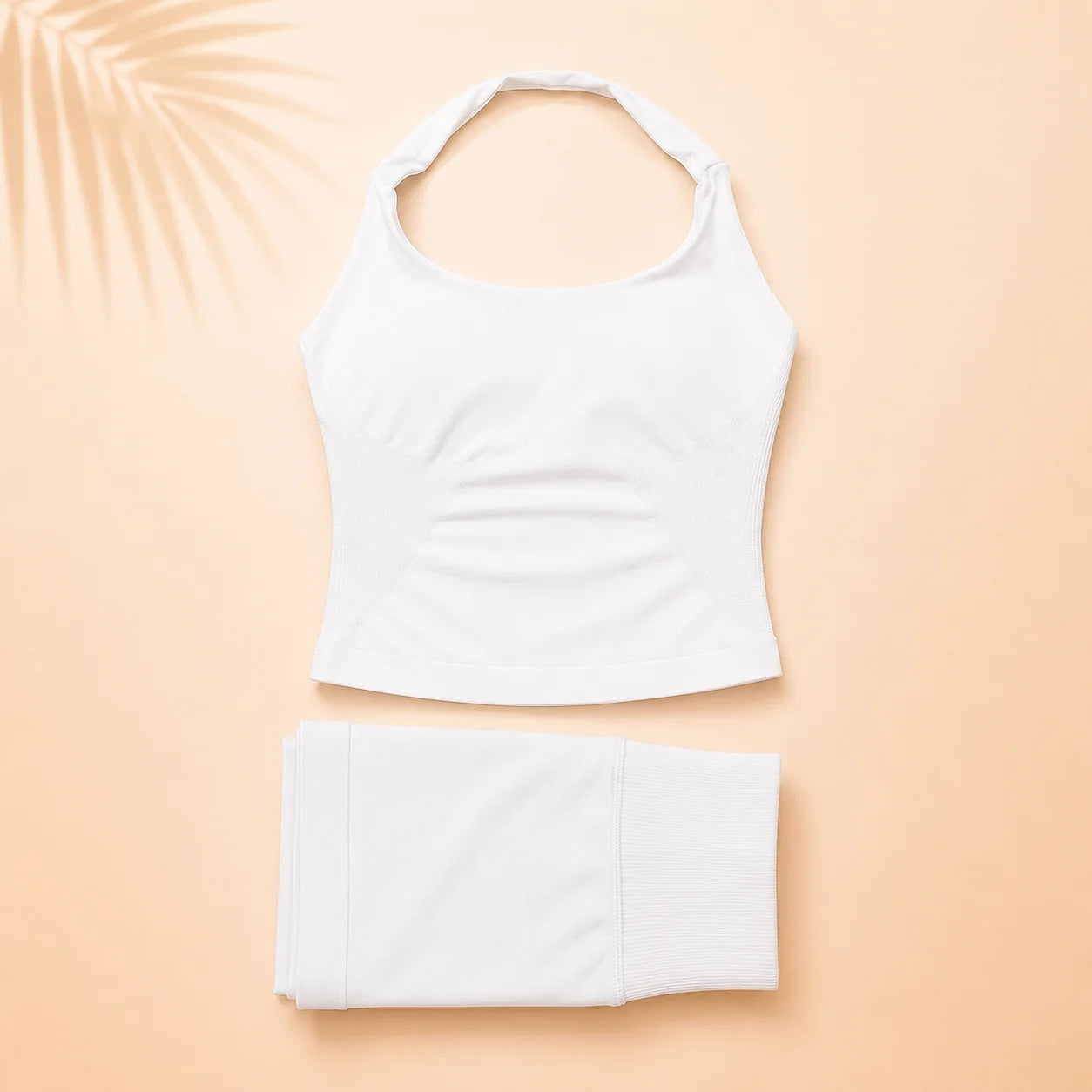 Women Seamless Yoga Set Halter Sports Bra Scrunch Butt Shorts 2 Piece Gym Workout Fitness Activewear High Waist Athletic Outfit