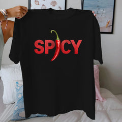 SPICY Bold Letter Graphic Cotton T-Shirt
