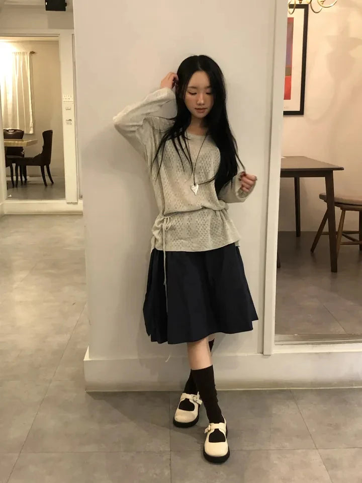 Chic Korean Style  Skirt for Young Women Spring Autumn Winter Seasonal Fashionable Inner Wear Casual Versatile Skirt