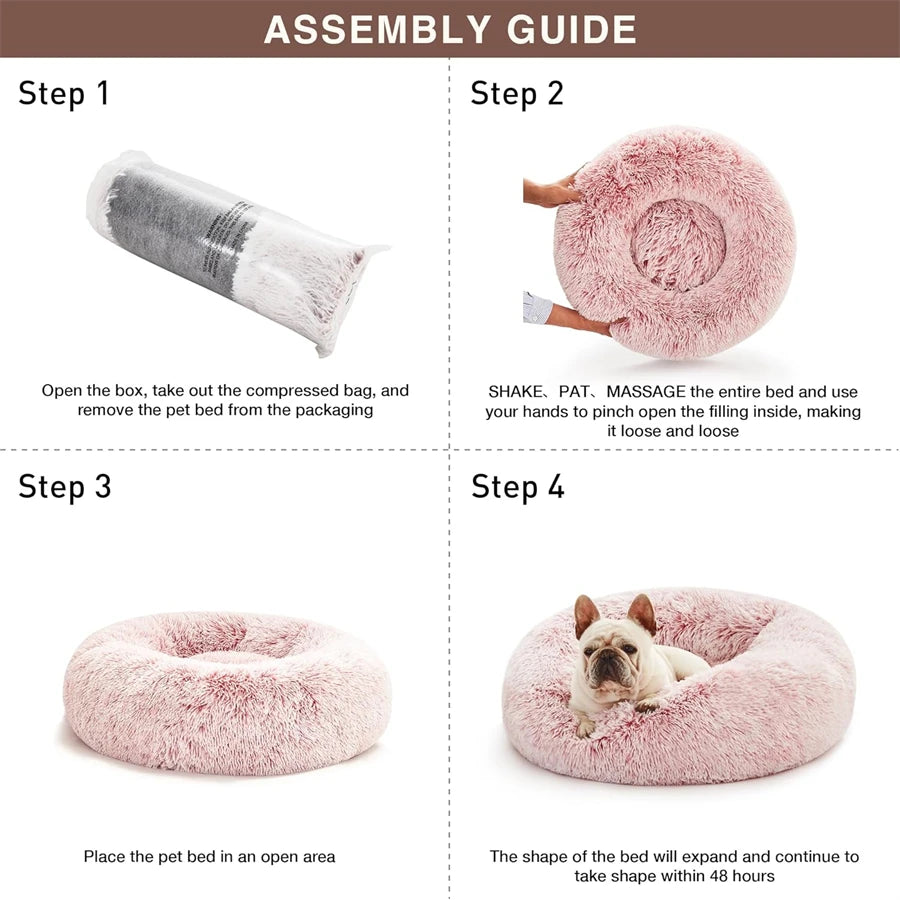 Faux Fur Donut Calming Cat Bed