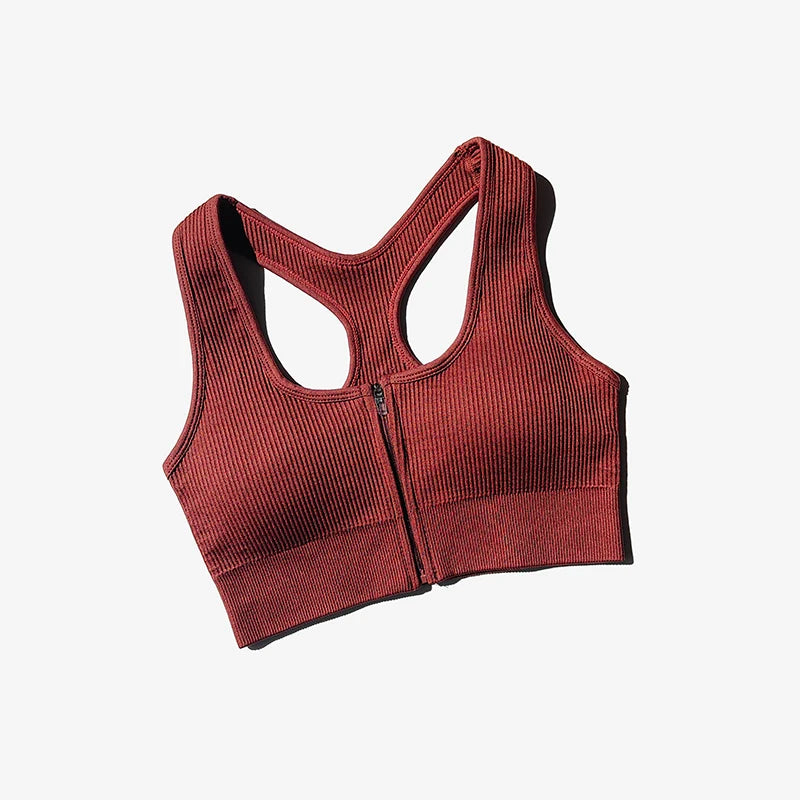 Sports Bra Crop Top Zipper Fitness Women Sportswear Sport Top Bras For Fitness Gym Female Running Push Up Yoga Workout Bra