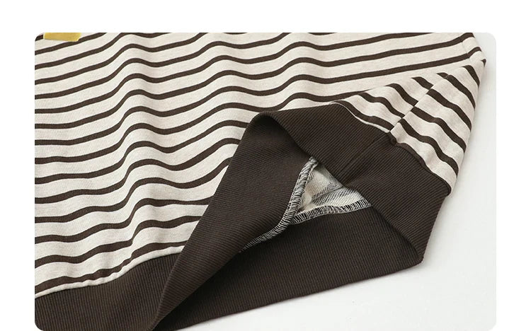 Striped Dog Print Loose Tee