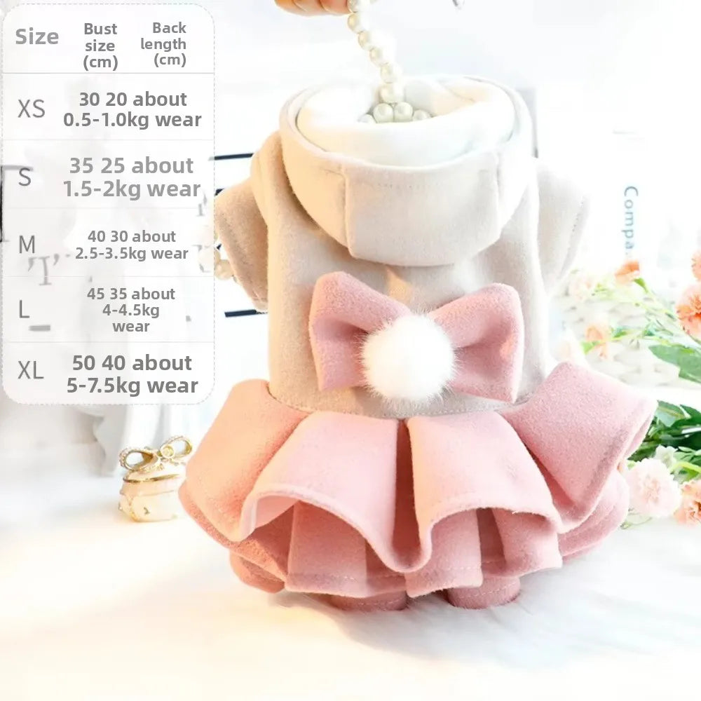 Fashion Autumn Winter Outfit Pet Dog Clothes Woolen Tutu Skirt Pet Coat Dog Dresses Teddy Bear Cat Princess Skirt for Small Dogs