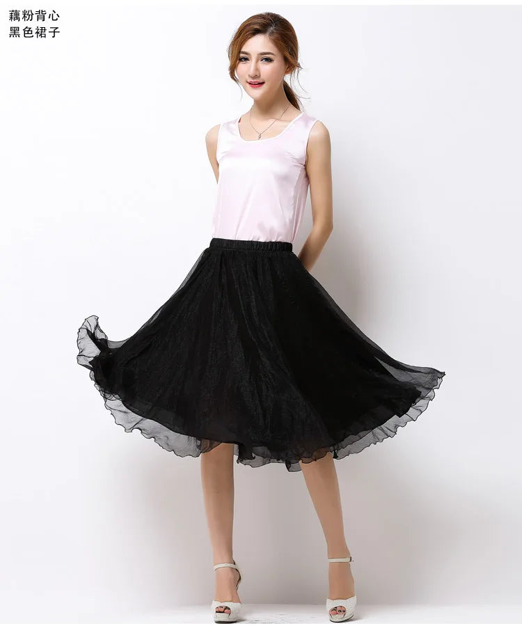 Silk Pleated High Waist Midi