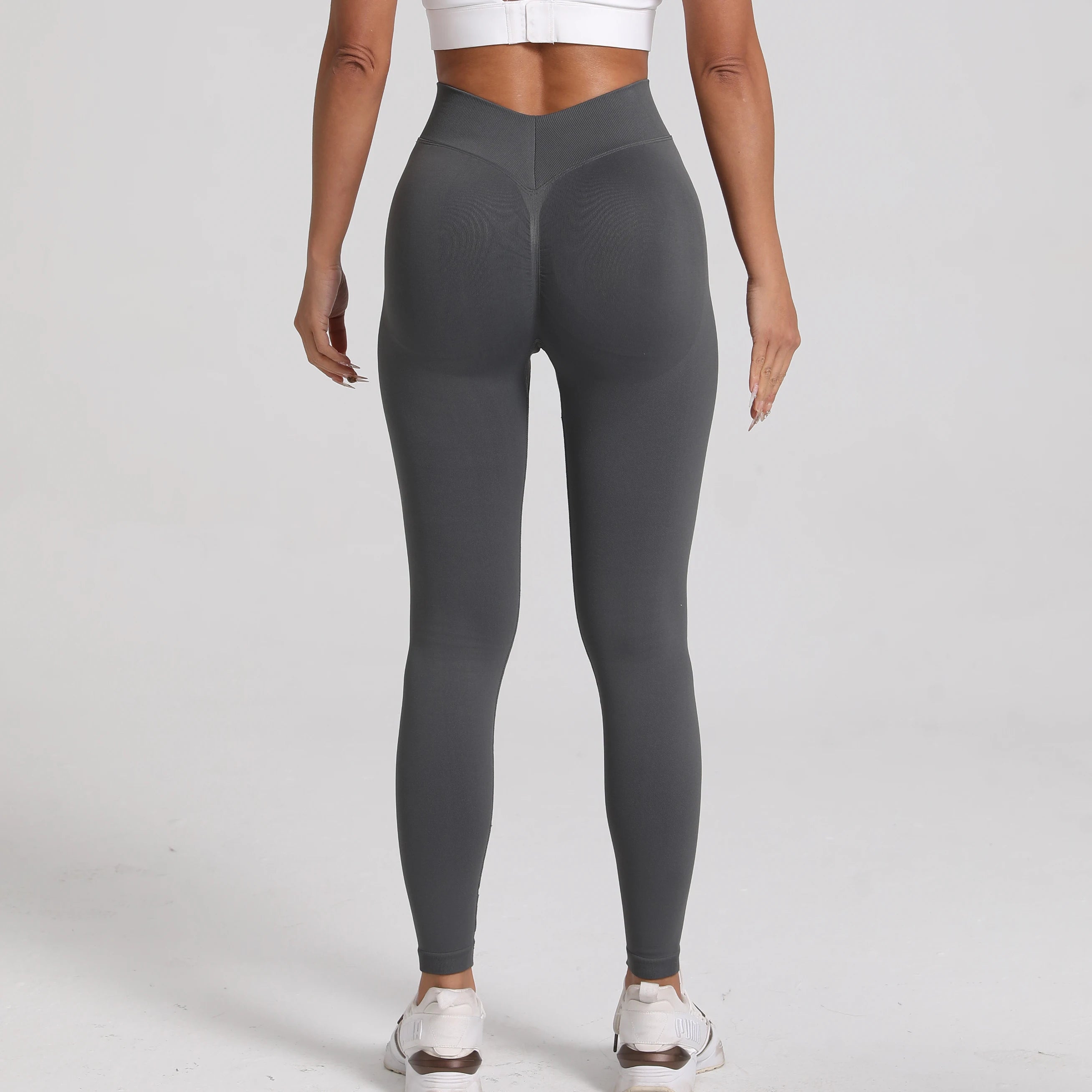 New Women V Back Athletic Leggings Fitness Exercise Yoga Gym Tights Workout Scrunch Butt Lifting Training Pants
