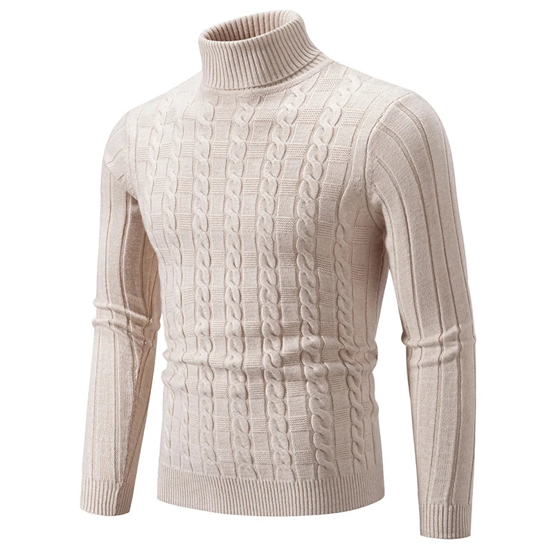 Slim Solid Turtleneck Pullover