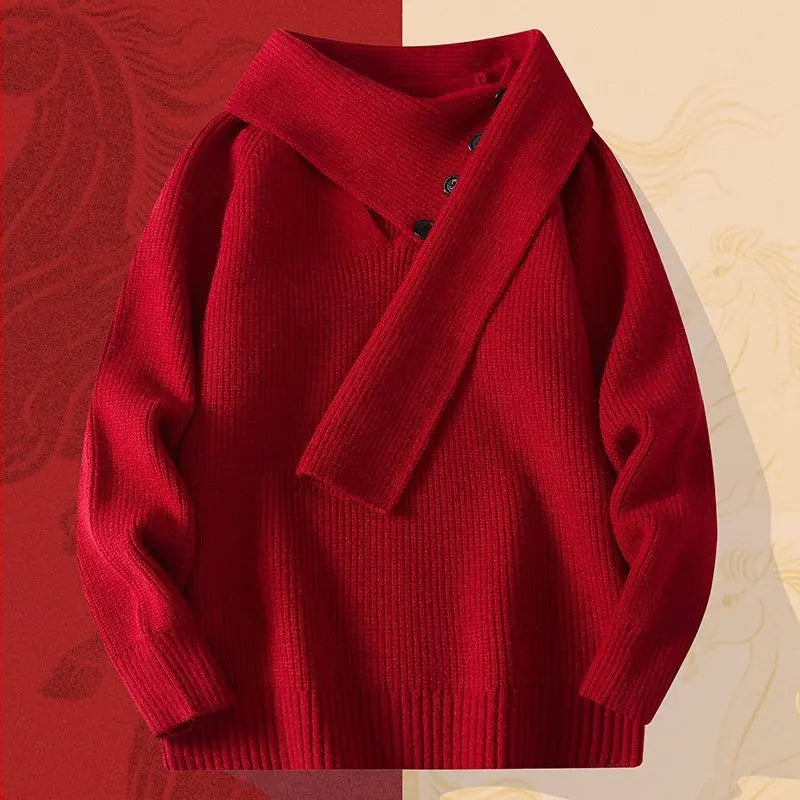 Fashion Men's Solid Color Sweaters Autumn Winter Casual Knitted Pullovers Youth High Streetwear Classic Top Sweatshirts Clothing