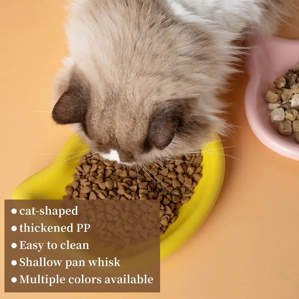 1PC Cat-Shaped Pet Bowls, Pastel Color Cute Animal Design, Non-Slip Pet Food Dish, Ideal for Cats, Trendy Pet Accessory for Home