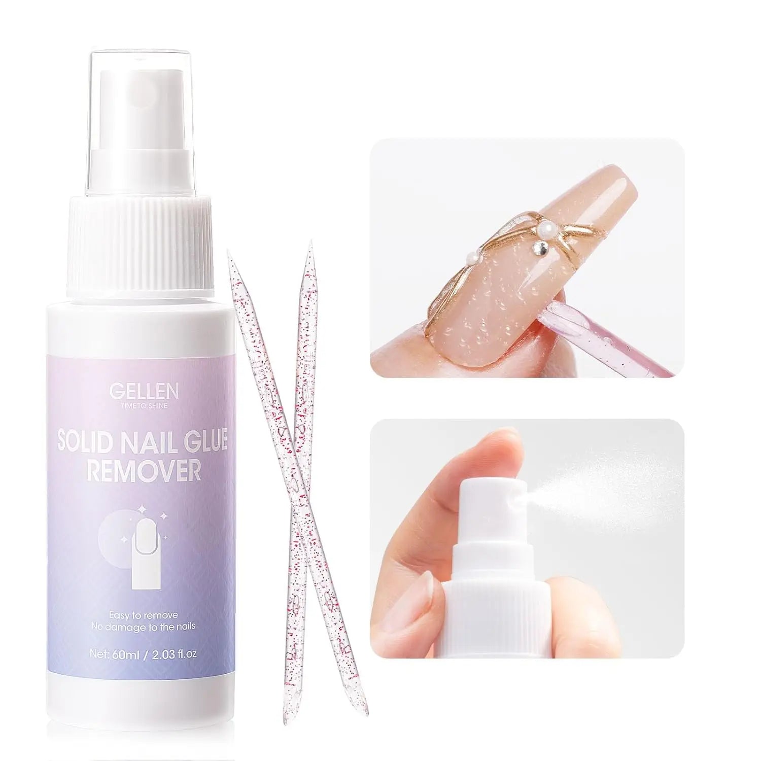 Nail Glue Remover 40ML for Press on Nails False Tips Non Acetone Gentle Nail Care Remover Supplies Solution Manicure Supply