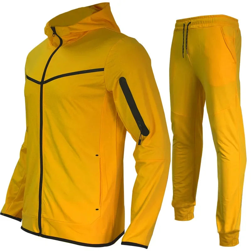 Luxury Brand Men Tracksuits 2-piece Set Black Sports Suit Tracksuits Jogging Men's Clothing Sweatpants Zip Sweatshirts Techwear