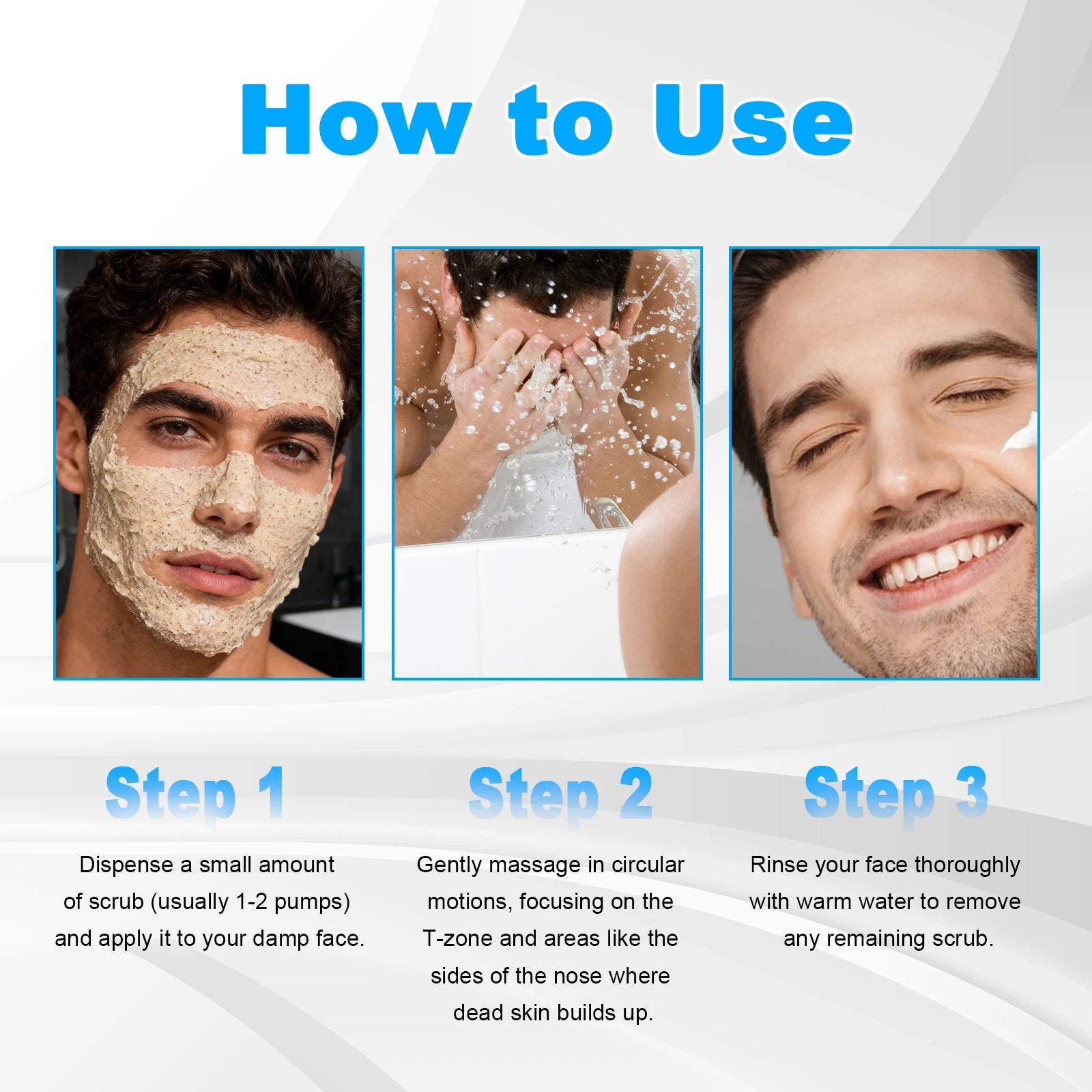 Oil Control Exfoliating Face Scrub for Men - Deep Pore Cleansing, Acne, Blackhead Removal, Oily Skin, Post-Shave, 60g