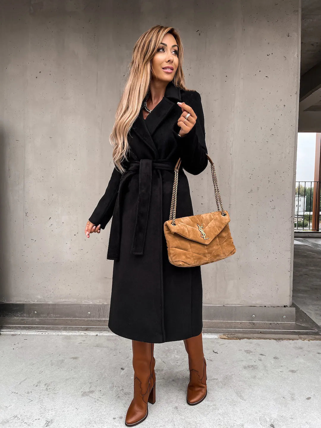 European and American Autumn and Winter Coats for Women's Clothing Solid Color Lapel Long Sleeved Woolen Women's Coats Simple St
