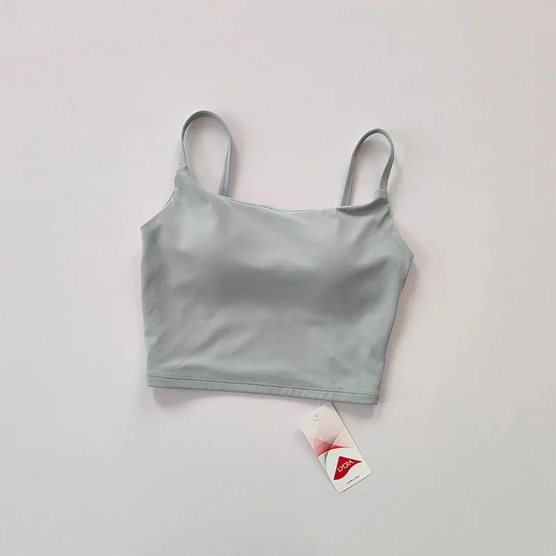 Small Sling Vest Integrated Fixed Gathering Sports Underwear Women's Bra Beauty Back Training Fitness Bra Summer Clothing