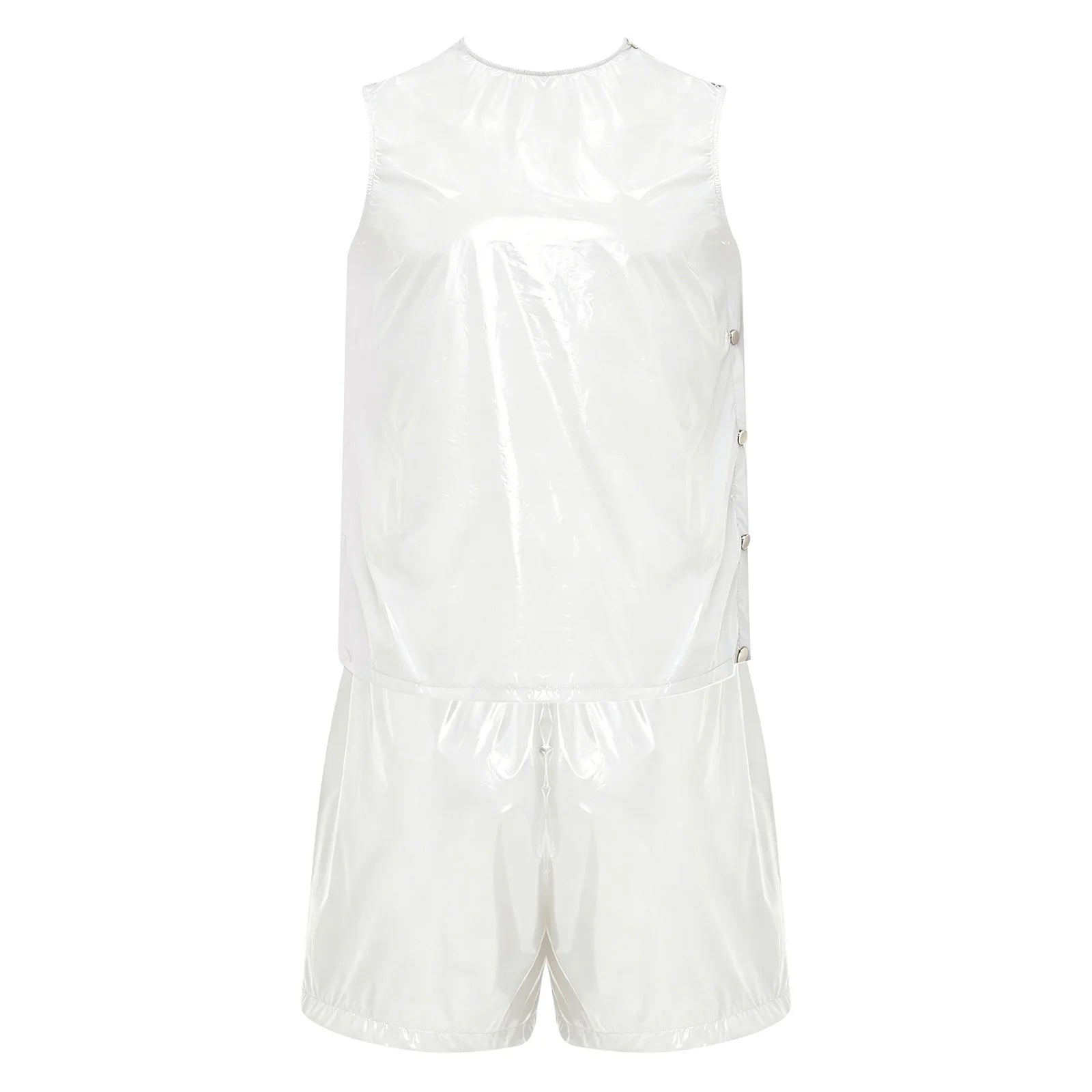 Mens Special Needs Waterproof Sweat Tracksuit Tank Tops And Sides Buttons Boxer Shorts Two Pieces Outfit Adaptive Clothing