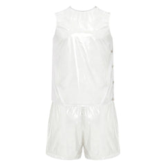 Mens Special Needs Waterproof Sweat Tracksuit Tank Tops And Sides Buttons Boxer Shorts Two Pieces Outfit Adaptive Clothing