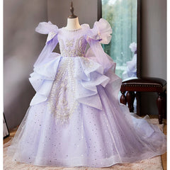 Wed Dress 2024 Flower Girl Wedding Dresses Costume Children Girls Birthday Party Princess Gown Vestido Kids Host Piano Outfit