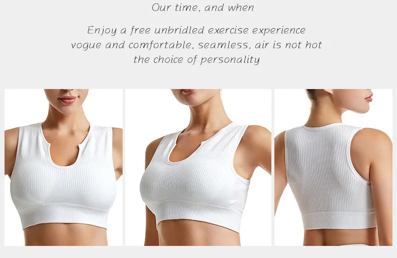 Women's Sleeveless Sports Bra Navel-Leaking with A Chest Pad  Highly Elastic Vest Sexy Stretchy Breathable Bra