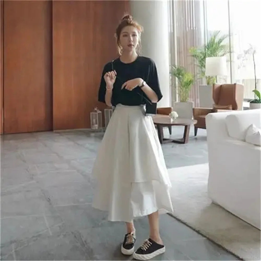 Skirts Pants Women Autumn Solid Asymmetric Trendy Design Simple High Waist Korean Elegant Leisure All-Match Streetwear Chic Ins