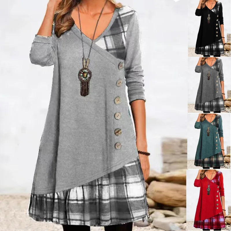 Loose Fit V-Neck Long Dress