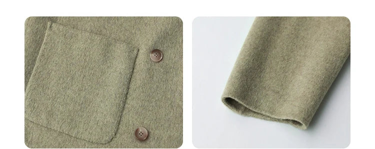 CHIC VEN Women's Woolen Coats Loose Casual Double Breasted Retro Double-sided Jacket Office Lady Outerwear Autumn Winter 2026