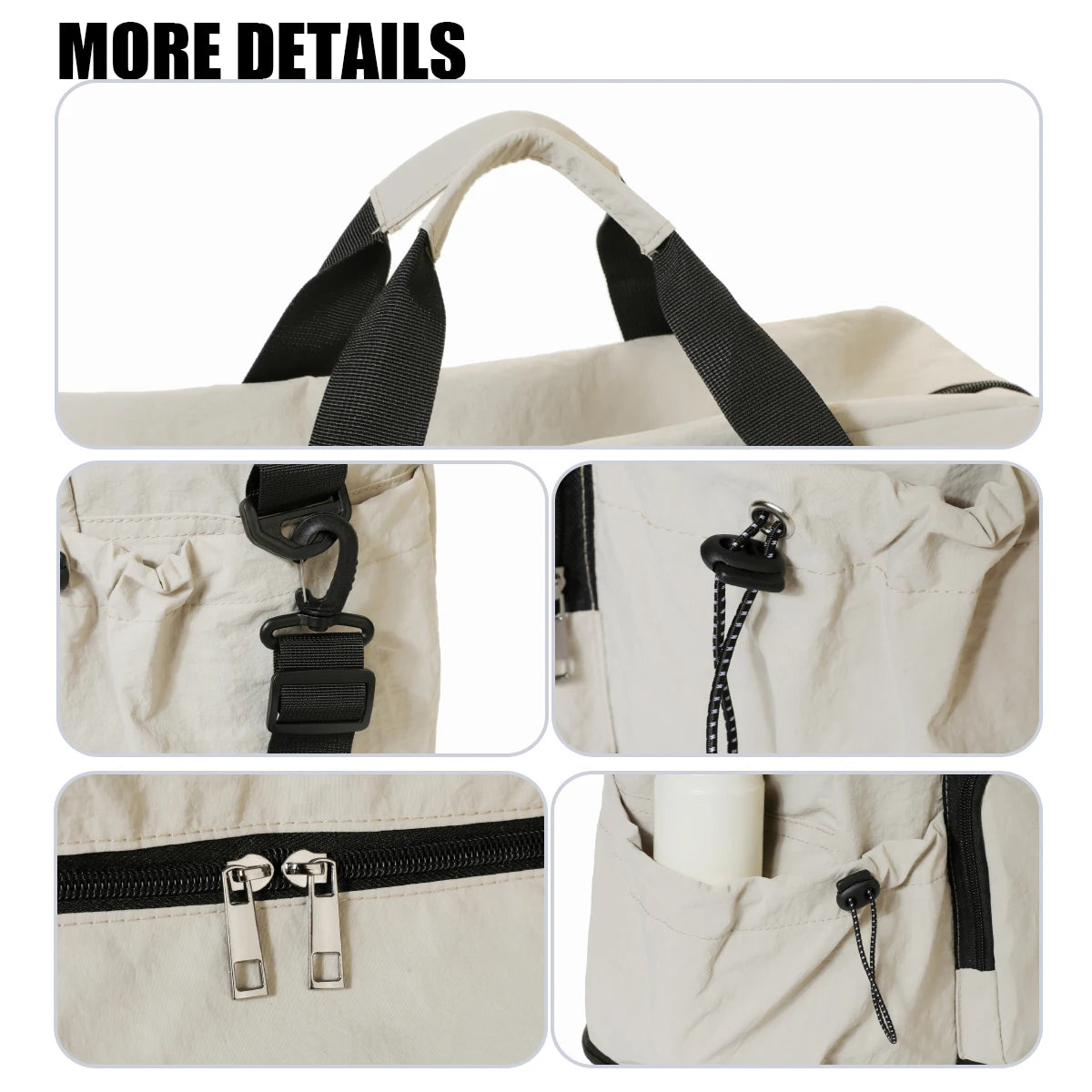 Travel Bag with Large Capacity for Short-Distance Travel, Storage Luggage Bag, Portable Lightweight Crossbody Sports and Fitness Bag for Women, Expandable and Can Be Attached to a Trolley Case