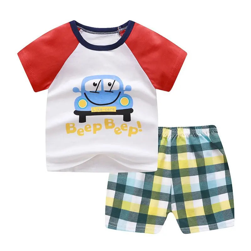 Plaid Summer Baby Outfit Set