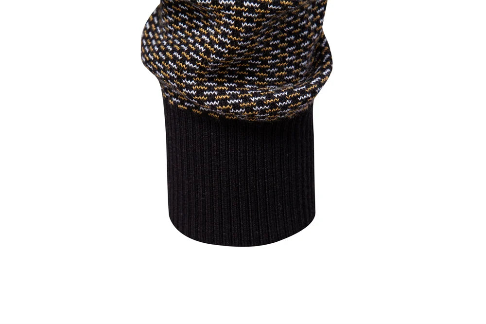 Striped Mock Neck Knit Sweater