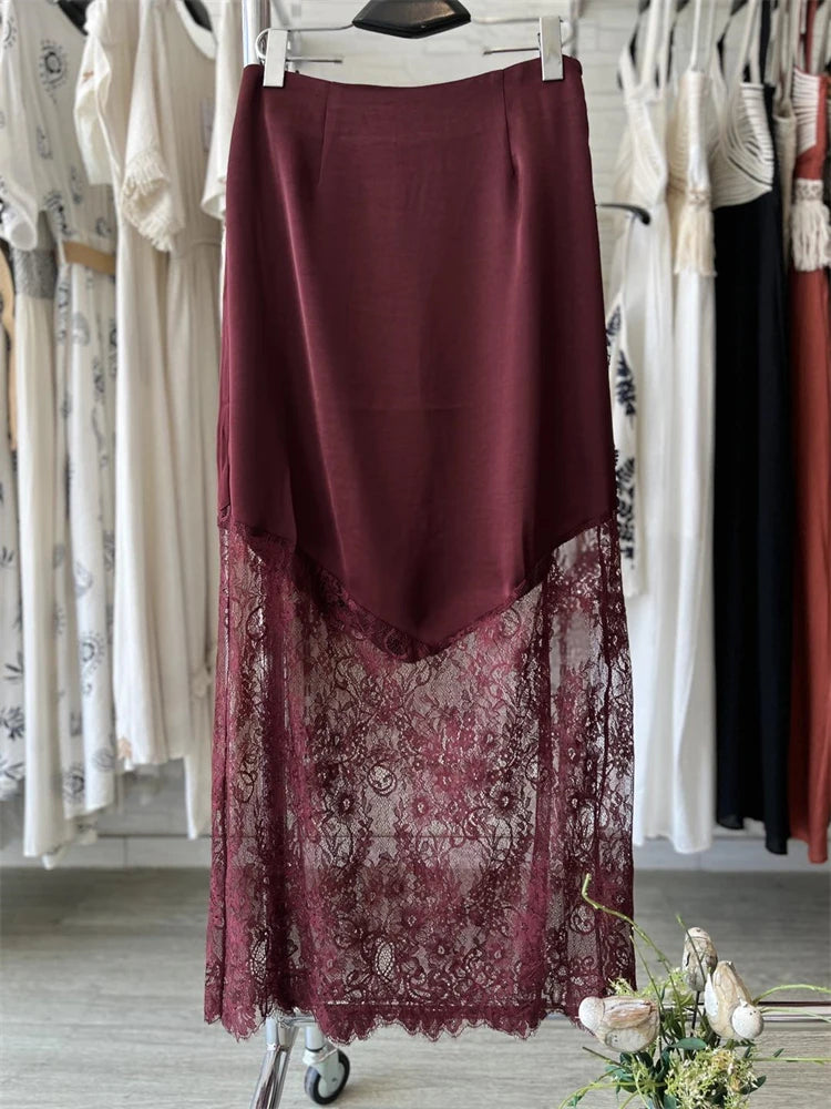 Patchwork Lace High Waist Maxi