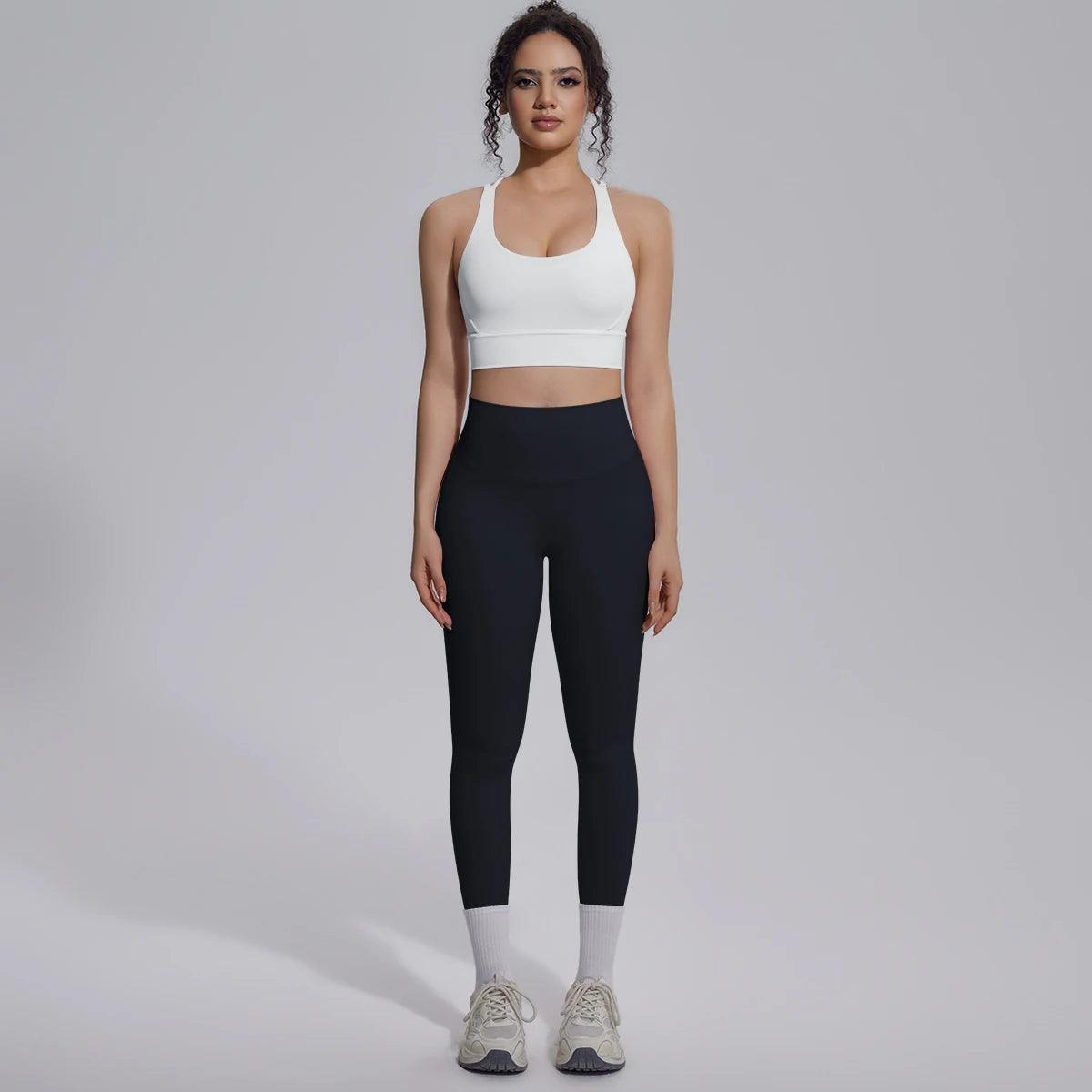 New Yoga Set for Woman Summer Gym Sports Running Bra Top Breathable Peach Buttocks Women Leggings Solid Color Yoga Set