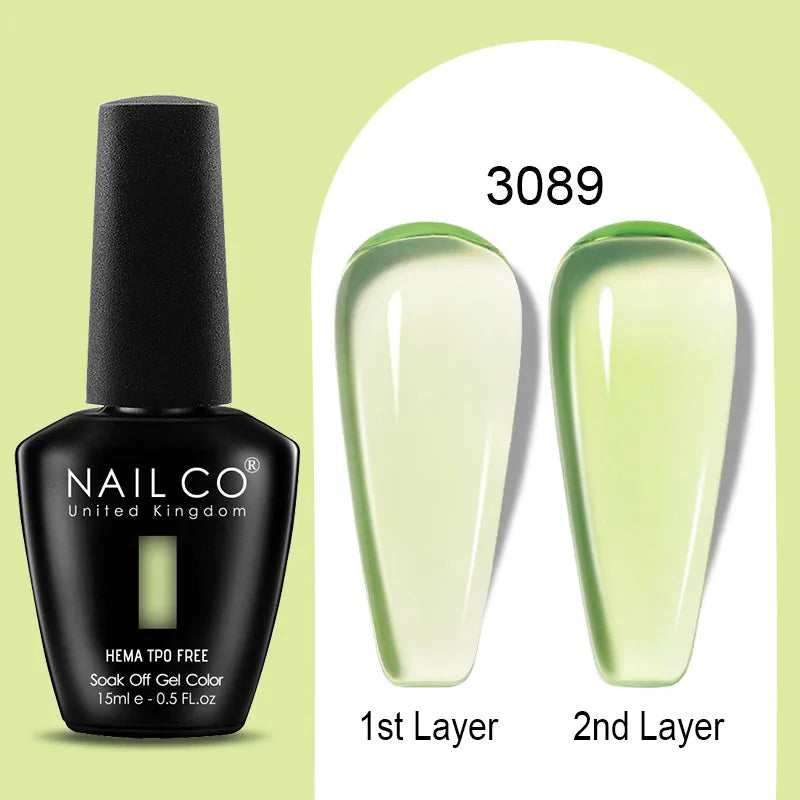 NAILCO 15ml Colorful Jelly Gel Nail Polish Gorgeous Color HEMA TPO FREE Soak Off UV LED Semi Permanent Long Wear Gel Varnish