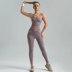Women's set, slim fit yoga set, high-intensity exercise set, high elasticity, breathable fitness yoga suit
