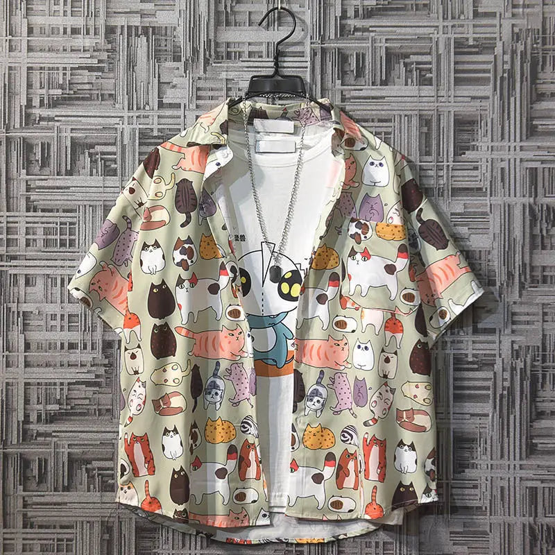 Printed Shirts and Blouses for Men Colourful Hip Hop Clothing Geometric Funny Man Tops Hawaiian Graphic with Pocket Floral Xxl S