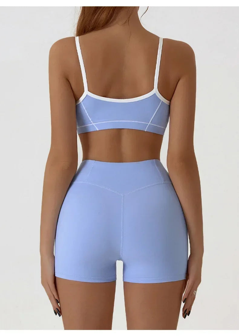 Woman Yoga Sport Outfit for Fitness Two Pieces Short Pant Sets Suits Tracksuit Sportswear Woman Gym Yoga Workout Clothes
