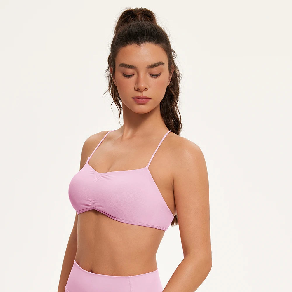 Sports Bras for Women Strappy Bras Open Back Shockproof Quick-Drying Yoga Bra Padded Gym Crop Tops Workout Fitness Bra Women